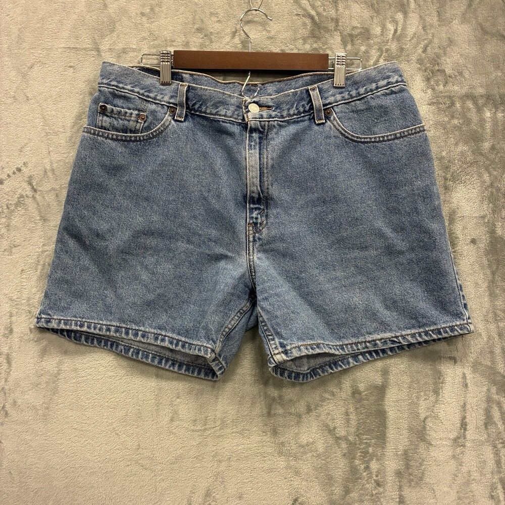 Vintage Womens Levi 555 Denim Shorts Size 16 35x6 Stretch 10' Rise Y2K